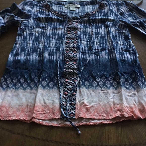 🔥 4/$20. Vintage America long sleeve tie top, XS - Picture 2 of 8